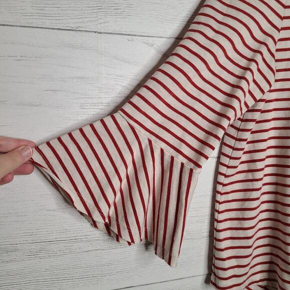 Anthropologie Red Celine Striped Top Size Medium - Picture 5 of 12